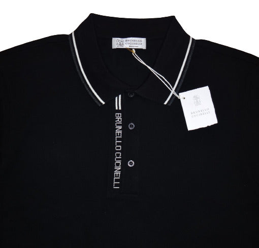 New Brunello Cucinelli Men's Polo shirt 100% Mercerized cotton Black size M;L;XL;2XL;3XL